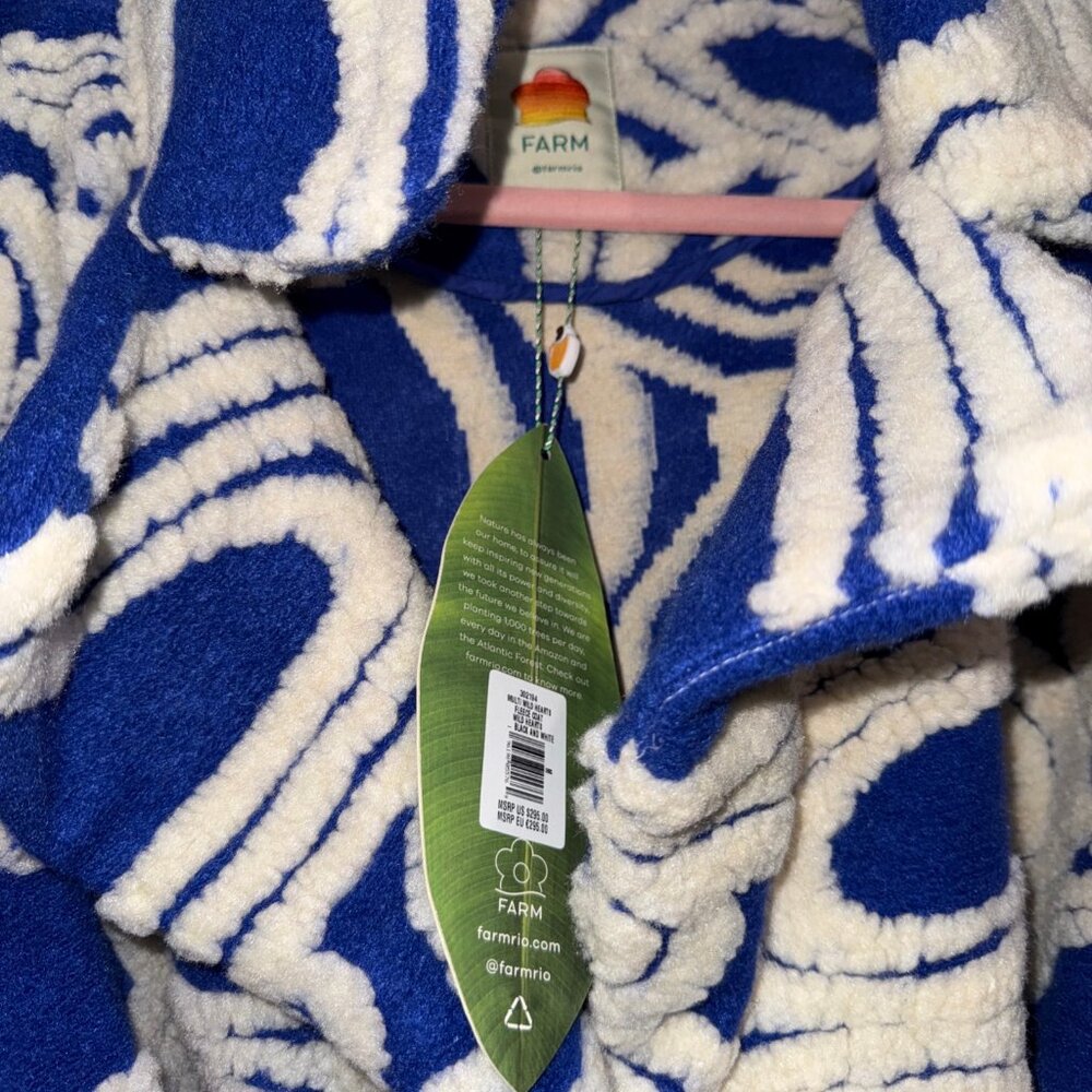 NWT Farm Rio Wool Blend Hearts Fleece Oversized Coat Size M Multicolor - Picture 2 of 6